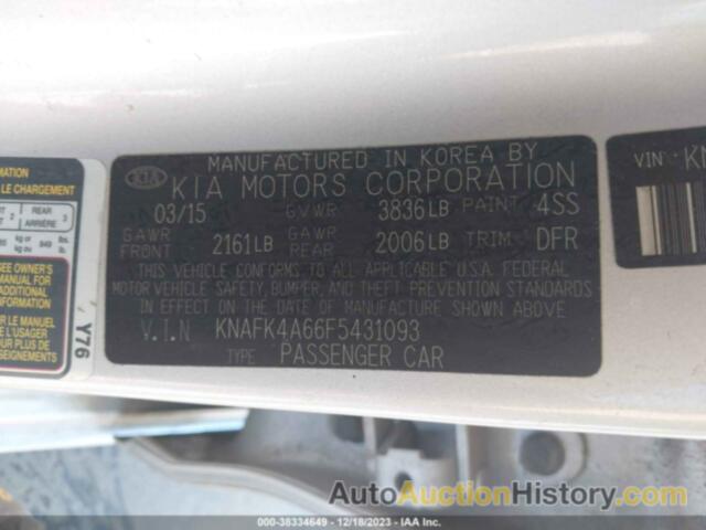 KIA FORTE LX, KNAFK4A66F5431093