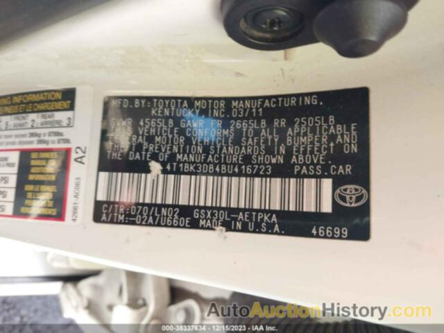 TOYOTA AVALON LIMITED, 4T1BK3DB4BU416723