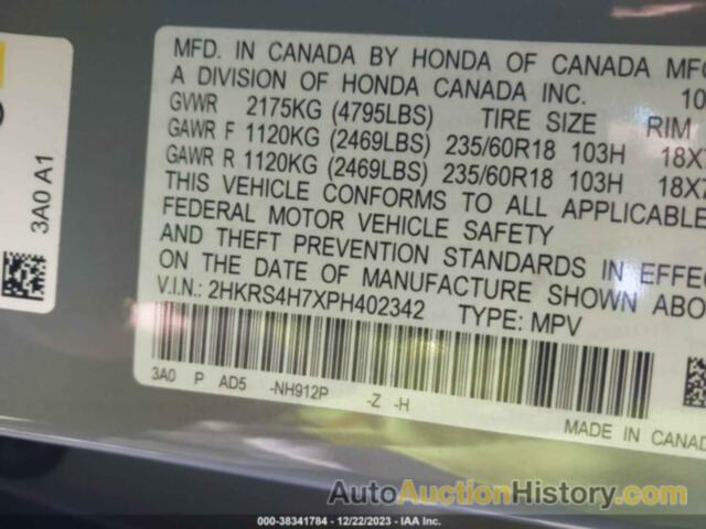 HONDA CR-V EX-L AWD, 2HKRS4H7XPH402342