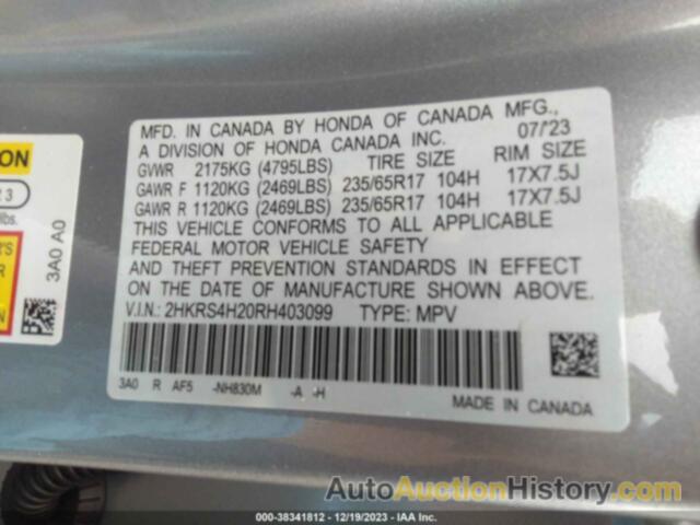 HONDA CR-V LX AWD, 2HKRS4H20RH403099