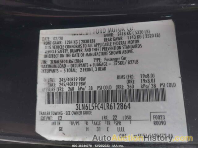 LINCOLN MKZ RESERVE, 3LN6L5FC4LR612864