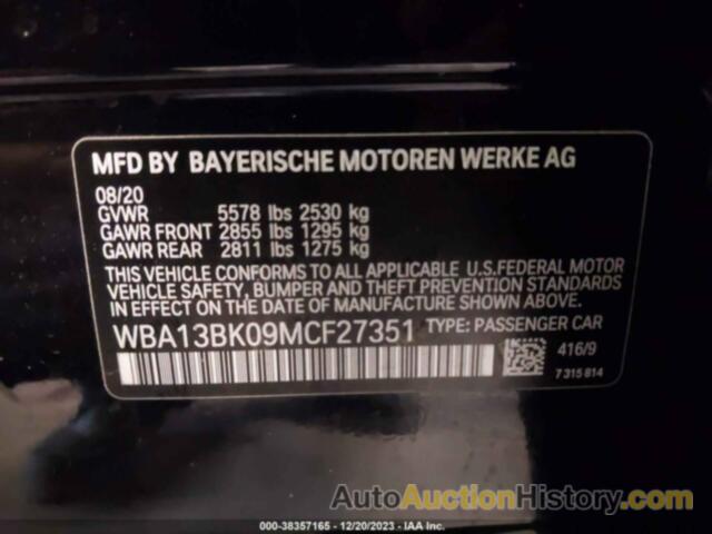 BMW 5 SERIES M550I XDRIVE, WBA13BK09MCF27351