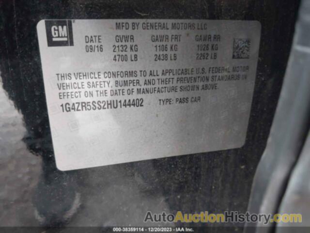 BUICK LACROSSE PREMIUM, 1G4ZR5SS2HU144402