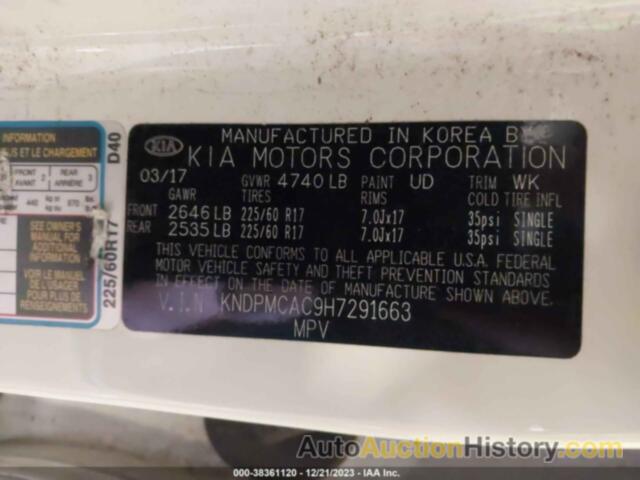 KIA SPORTAGE LX, KNDPMCAC9H7291663