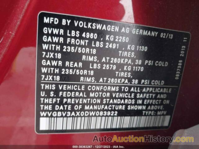 VOLKSWAGEN TIGUAN SE, WVGBV3AX0DW083922