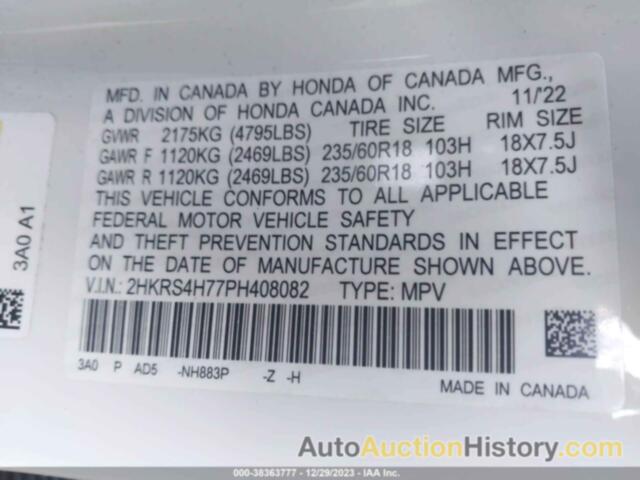 HONDA CR-V EX-L AWD, 2HKRS4H77PH408082