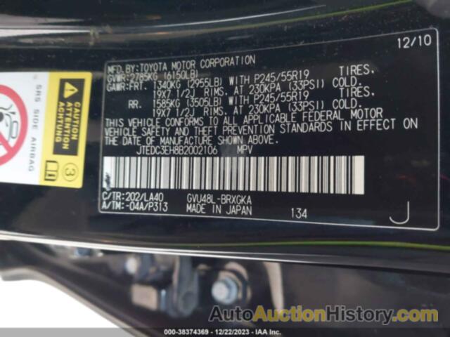 TOYOTA HIGHLANDER HYBRID LIMITED V6, JTEDC3EH8B2002106