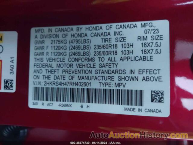 HONDA CR-V EX AWD, 2HKRS4H47RH402601