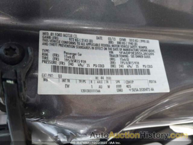 FORD FOCUS S, 1FADP3E25DL283255