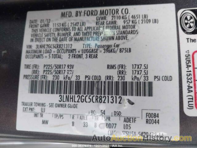 LINCOLN MKZ, 3LNHL2GC5CR821312