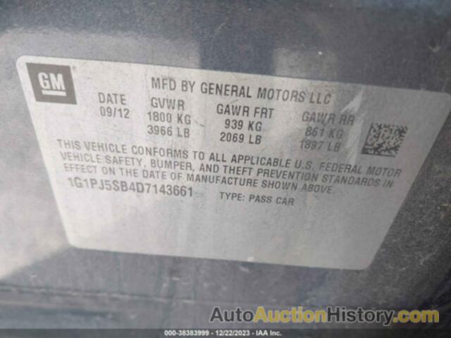 CHEVROLET CRUZE ECO MANUAL, 1G1PJ5SB4D7143661