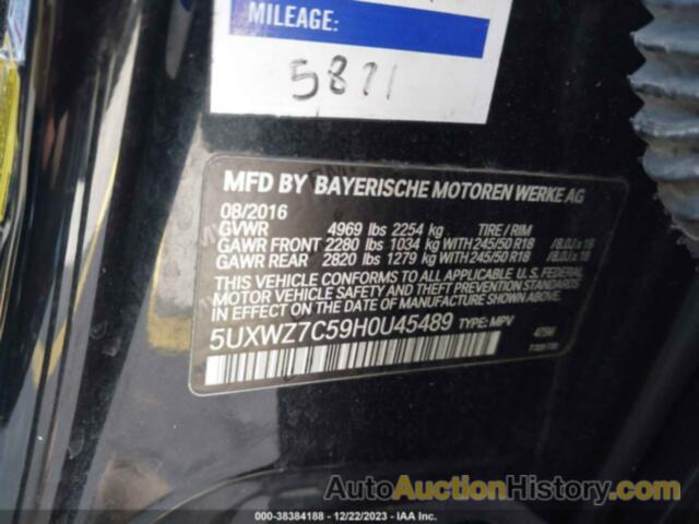 BMW X3 SDRIVE28I, 5UXWZ7C59H0U45489