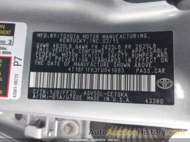 TOYOTA CAMRY SE, 4T1BF1FK3FU041693