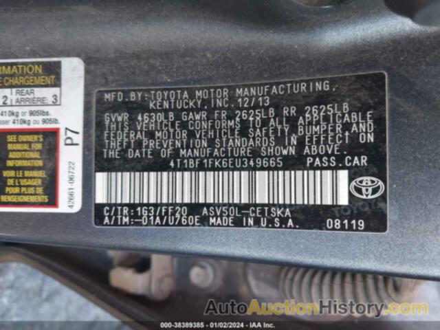 TOYOTA CAMRY SE, 4T1BF1FK6EU349665