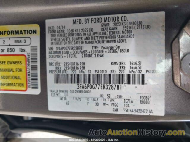 FORD FUSION S, 3FA6P0G77ER328781