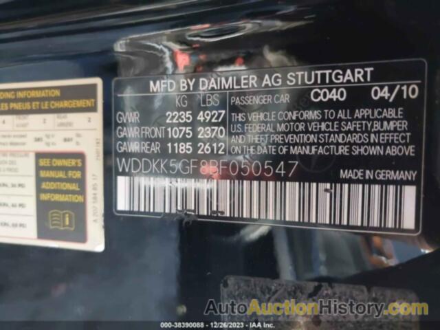 MERCEDES-BENZ E 350, WDDKK5GF8BF050547