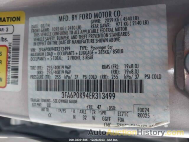 FORD FUSION TITANIUM, 3FA6P0K94ER313499