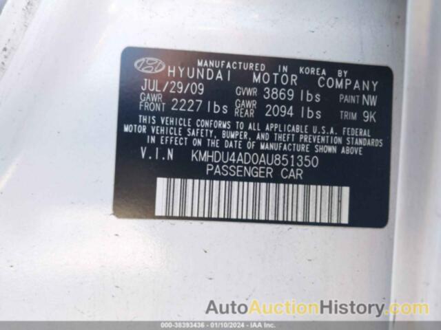 HYUNDAI ELANTRA GLS, KMHDU4AD0AU851350