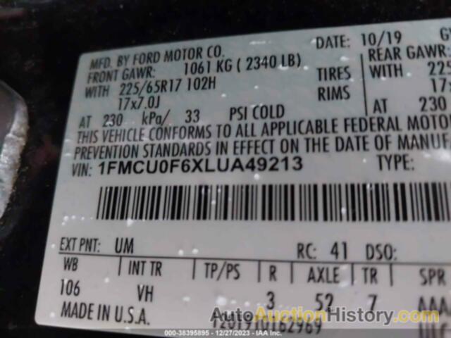 FORD ESCAPE S, 1FMCU0F6XLUA49213