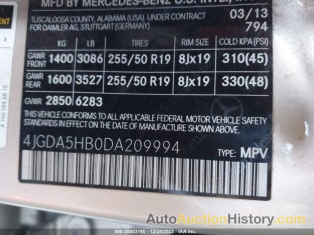 MERCEDES-BENZ ML 350 4MATIC, 4JGDA5HB0DA209994