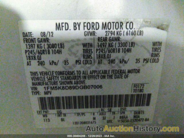 FORD EXPLORER XLT, 1FM5K8D89DGB07006