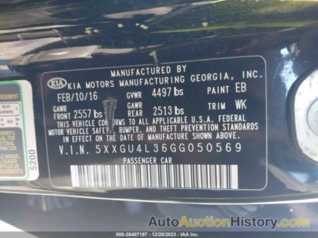 KIA OPTIMA EX, 5XXGU4L36GG050569