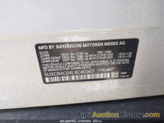 BMW X5 SDRIVE40I, 5UXCR4C04L9C40367