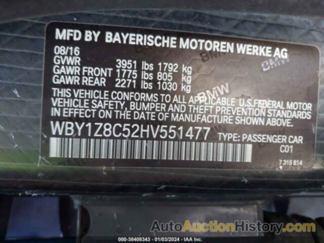 BMW I3 94 AH W/RANGE EXTENDER, WBY1Z8C52HV551477