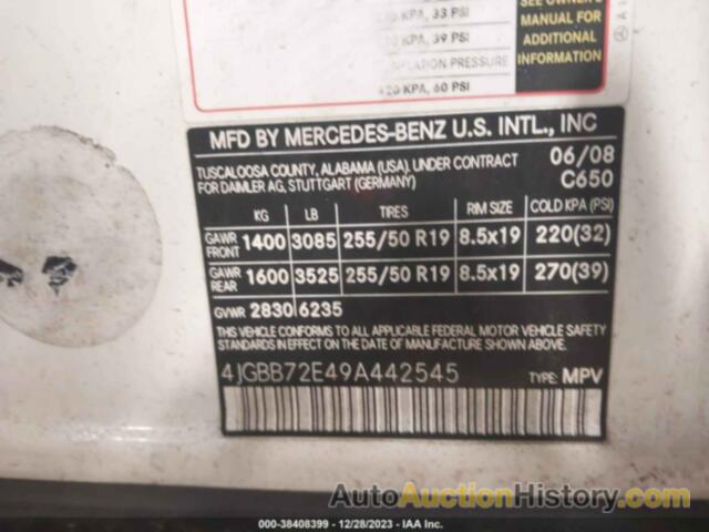 MERCEDES-BENZ ML 550 4MATIC, 4JGBB72E49A442545