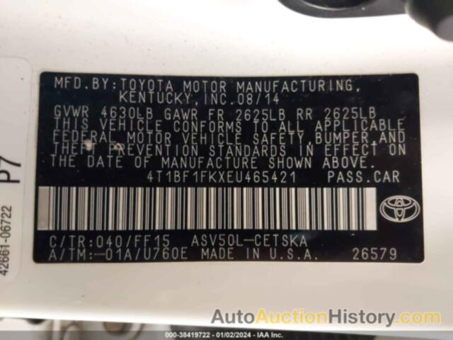 TOYOTA CAMRY SE, 4T1BF1FKXEU465421