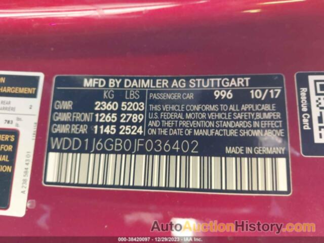 MERCEDES-BENZ E 400 4MATIC, WDD1J6GB0JF036402