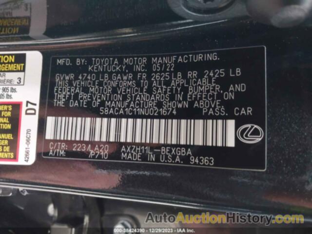 LEXUS ES 300H, 58ACA1C11NU021674