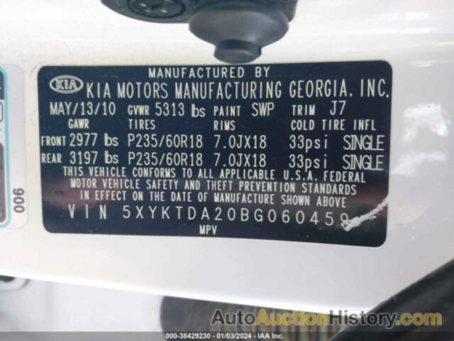 KIA SORENTO LX V6, 5XYKTDA20BG060459