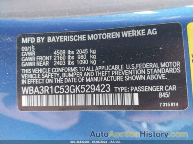 BMW 435I, WBA3R1C53GK529423
