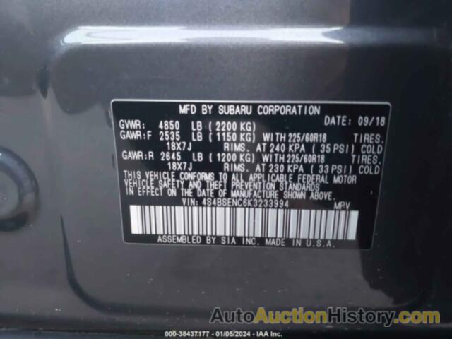 SUBARU OUTBACK 3.6R LIMITED, 4S4BSENC6K3233994