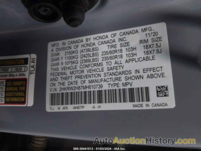 HONDA CR-V AWD EX-L, 2HKRW2H87MH610739