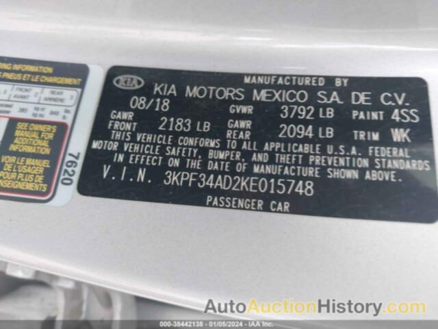 KIA FORTE S, 3KPF34AD2KE015748