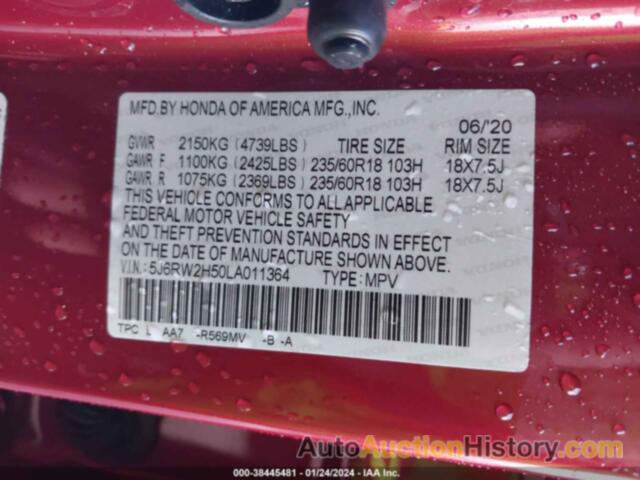 HONDA CR-V AWD EX, 5J6RW2H50LA011364