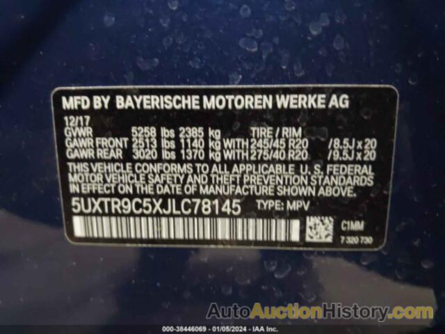 BMW X3 XDRIVE30I, 5UXTR9C5XJLC78145