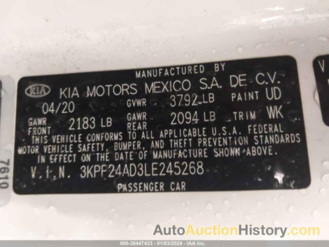 KIA FORTE LXS, 3KPF24AD3LE245268