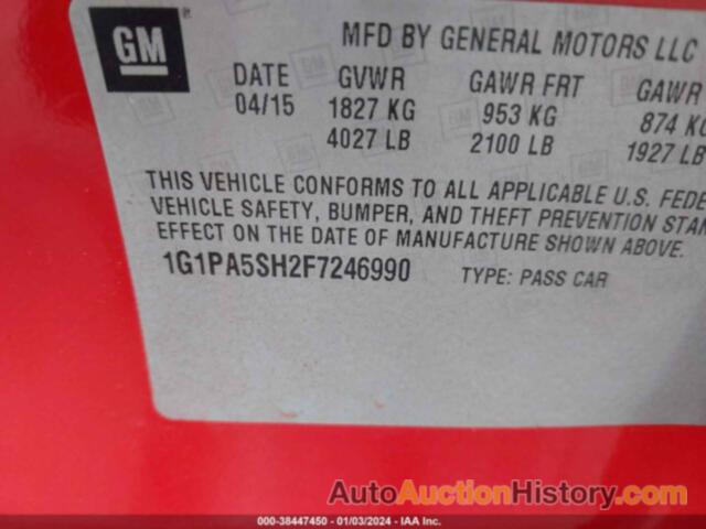 CHEVROLET CRUZE LS AUTO, 1G1PA5SH2F7246990