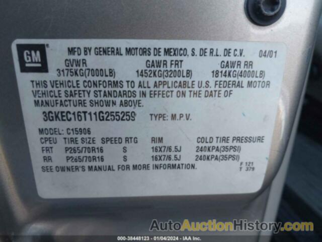 GMC YUKON XL SLT, 3GKEC16T11G255259