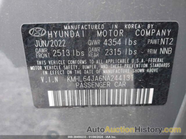 HYUNDAI SONATA SEL, KMHL64JA6NA244131