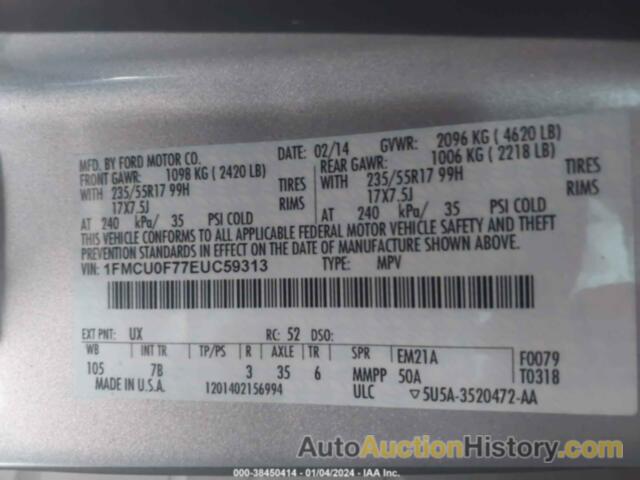 FORD ESCAPE S, 1FMCU0F77EUC59313