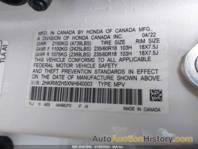 HONDA CR-V AWD EX, 2HKRW2H5XNH640003