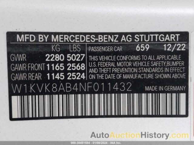 MERCEDES-BENZ AMG SL 55 4MATIC, W1KVK8AB4NF011432