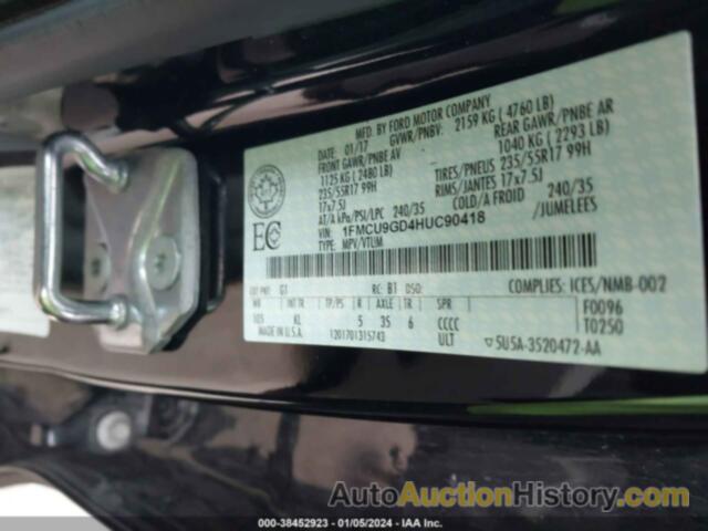 FORD ESCAPE SE, 1FMCU9GD4HUC90418