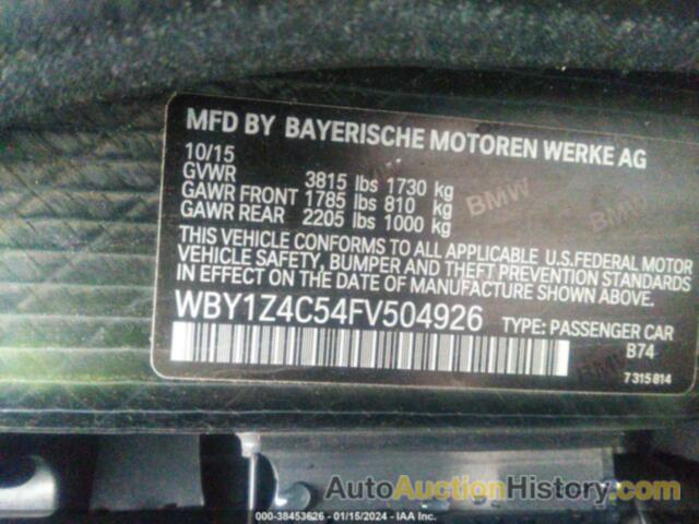 BMW I3 BASE W/RANGE EXTENDER, WBY1Z4C54FV504926