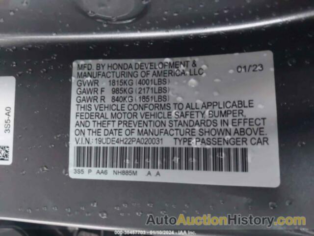 ACURA INTEGRA BASE (CVT), 19UDE4H22PA020031