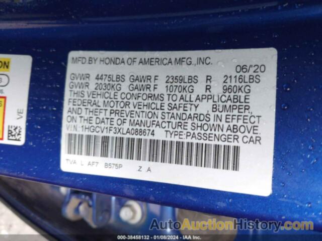 HONDA ACCORD SPORT, 1HGCV1F3XLA088674